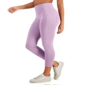 ID Ideology Women S High Waist Side Pocket 7/8 Length Leggings Purple Size Small